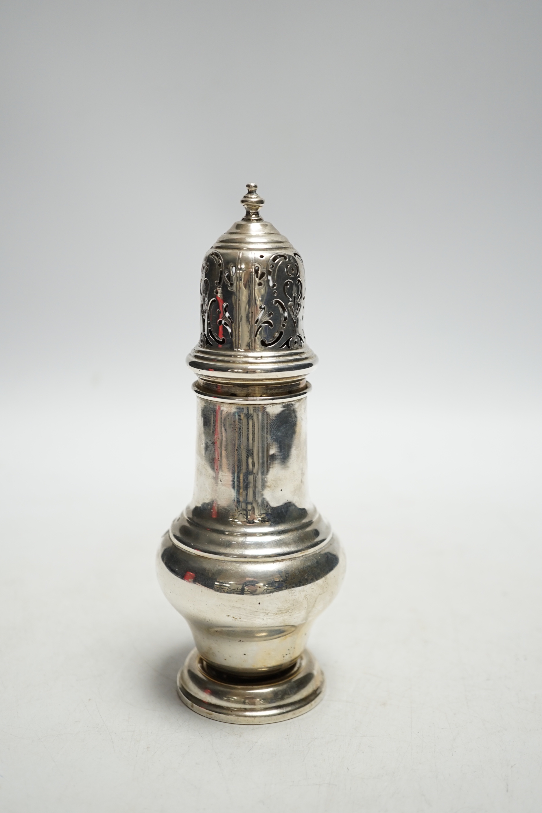 A George V silver sugar caster, S. Blanckensee & Son Ltd, Birmingham, 1921, 16.2cm, 3.2oz.